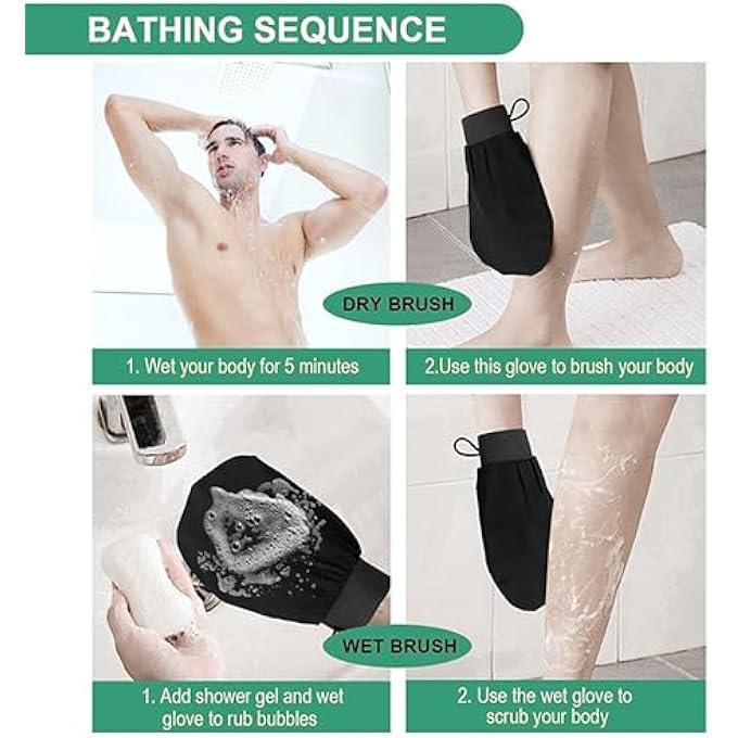 TJMR Morocco loofah Body Bath Scrub Mitt Tan Removal Kessa Body Wash Scrub Bath Gloves Hammam Scrub Mitt Exfoliating glove Body Scrubs Deep Cleaning Dead Skin Remove Scrub Gloves for Shower - Image 2